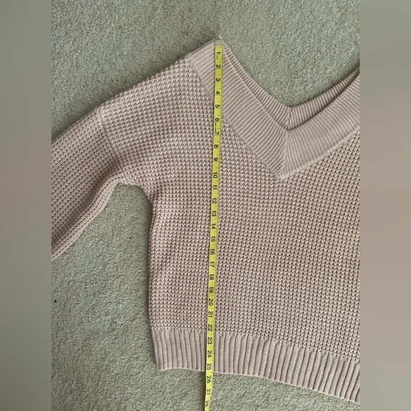 NWOT Blush/Dusty Pink Waffle-knit Double V-Neck Sweater. XS - Picture 9 of 13